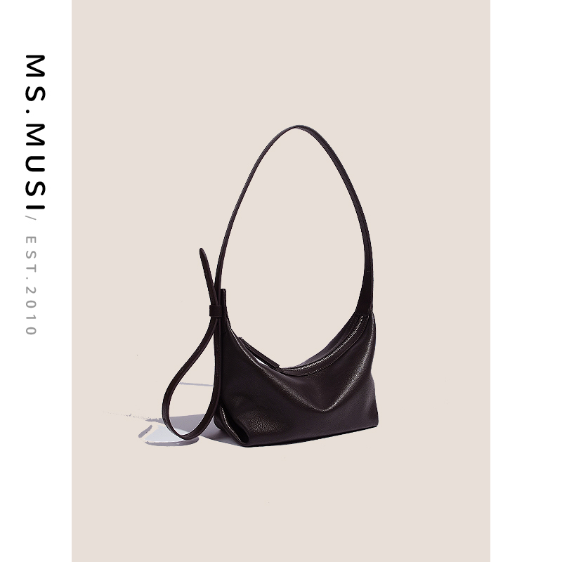 ms.musi单肩款女士斜挎包复古风车缝线单肩斜挎羊纹牛皮#128316