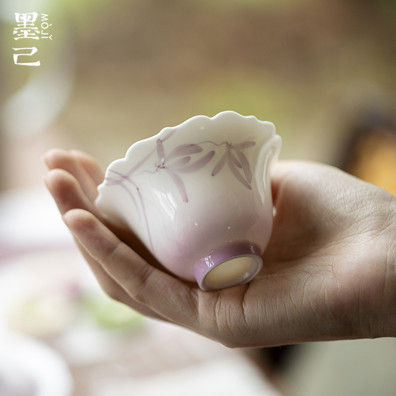 墨己-玉泥-幻紫兰吟-空眠花口茶杯