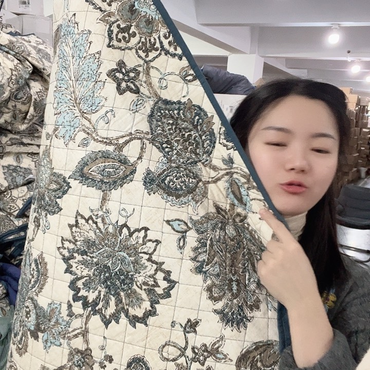 蓝花色纯棉床单240*245