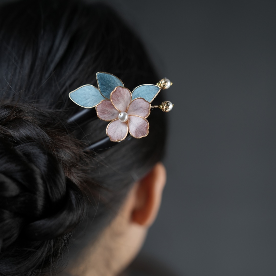 【桃夭】绒簪阁/非遗手工绒花U簪 国风搭配送礼