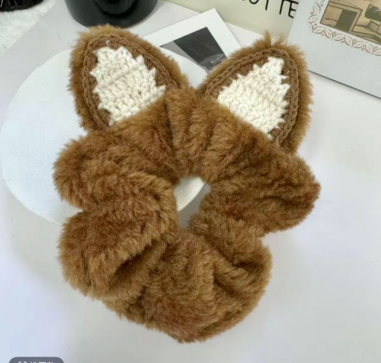 肆伍陆-日韩甜美女瑞丽风甜美风发圈秋冬毛茸茸发圈