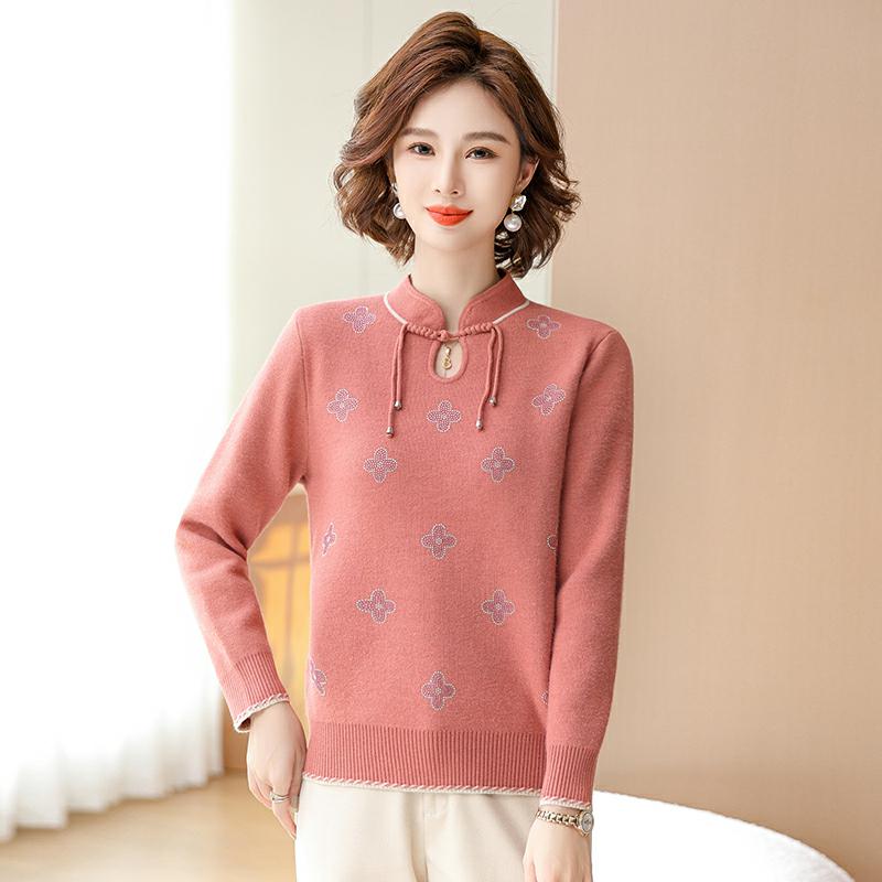 中老年女装轻职风加绒宽松型中老年长袖63941