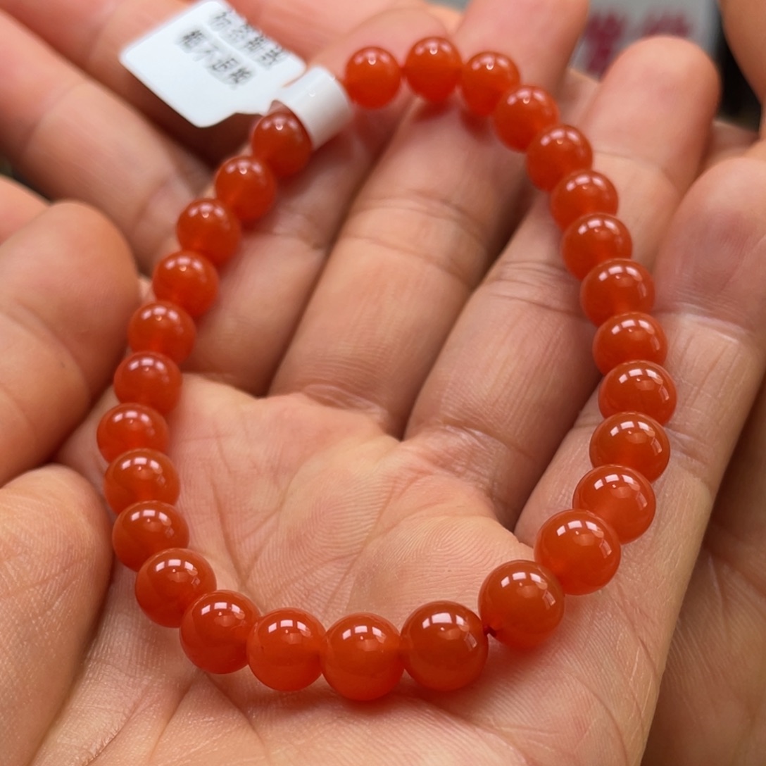 南红玛瑙卡7柿子红卡7单圈未镶嵌