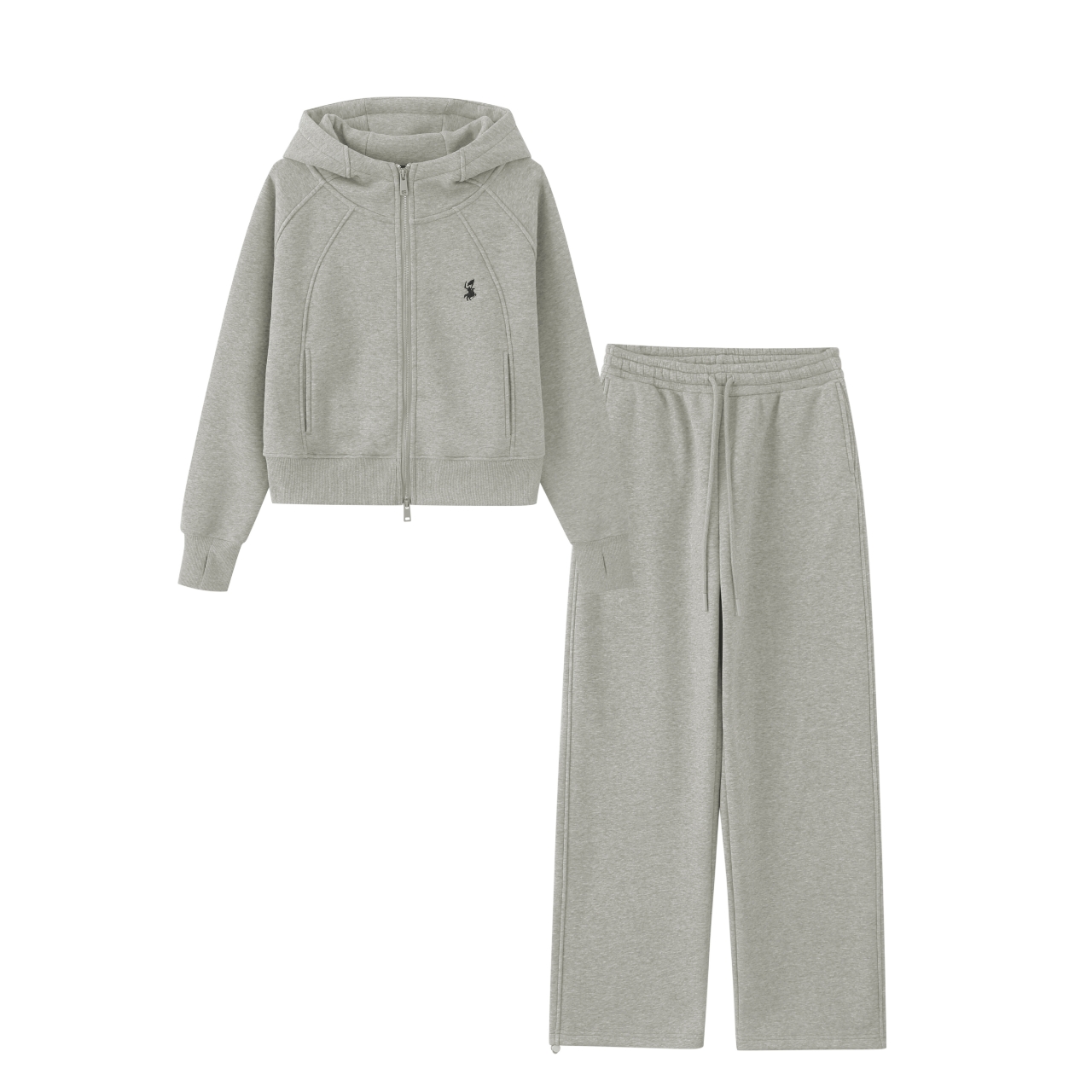 POLOGWON/保罗加绒加厚冬季新品百搭拉链连帽时尚套装 CF-D8005