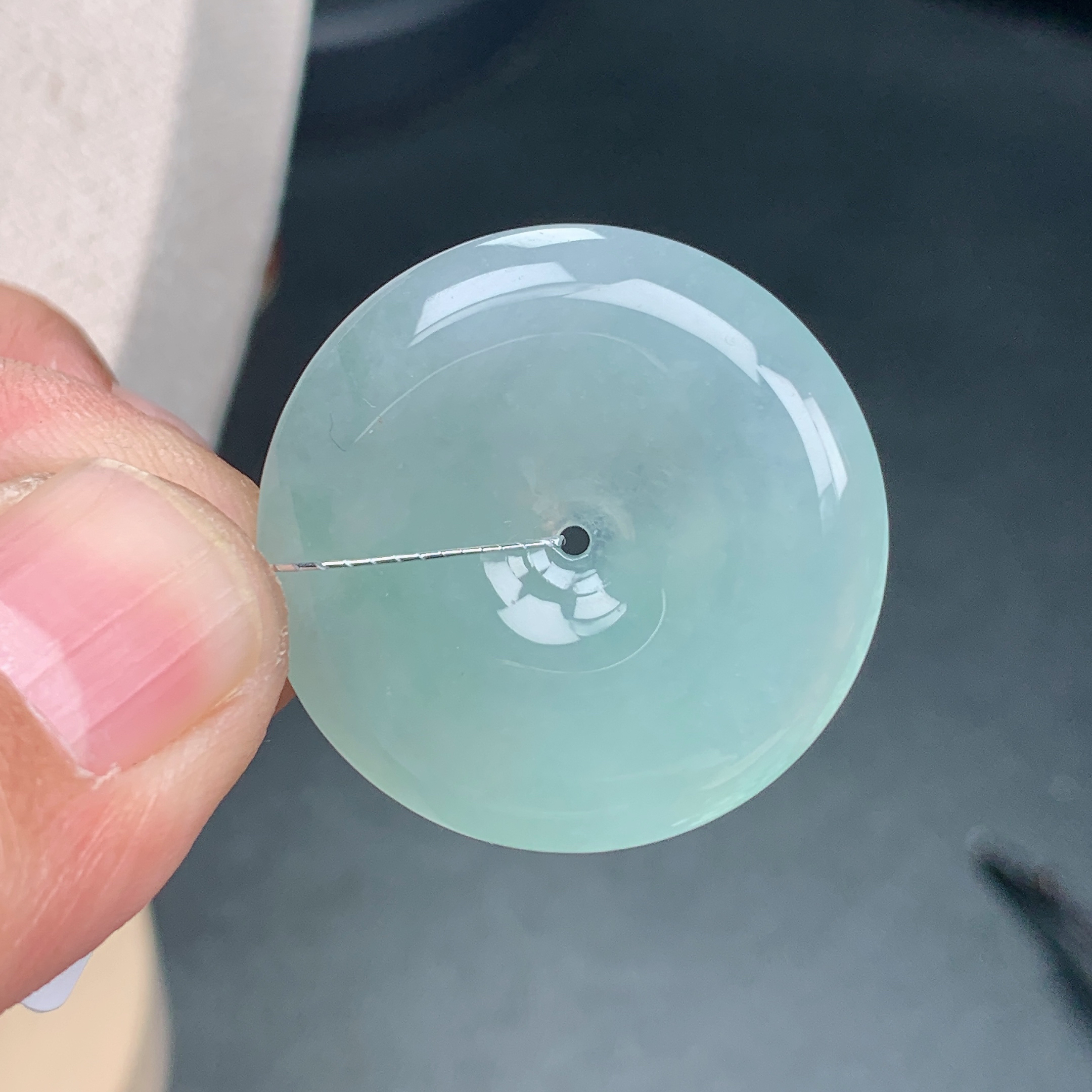 缅甸天然A货男女款冰种挂件天空蓝平安扣玉坠翡翠吊坠31-5.9