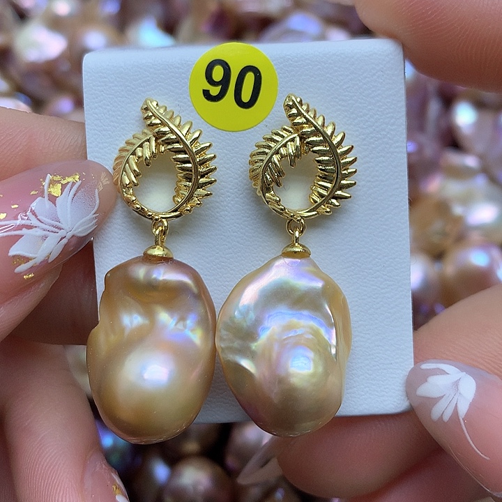 淡水珍珠耳饰银S925镶嵌