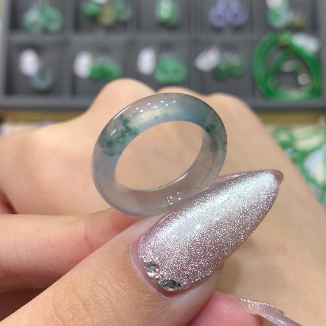 翡翠戒指未镶嵌13蓝刚蓝花