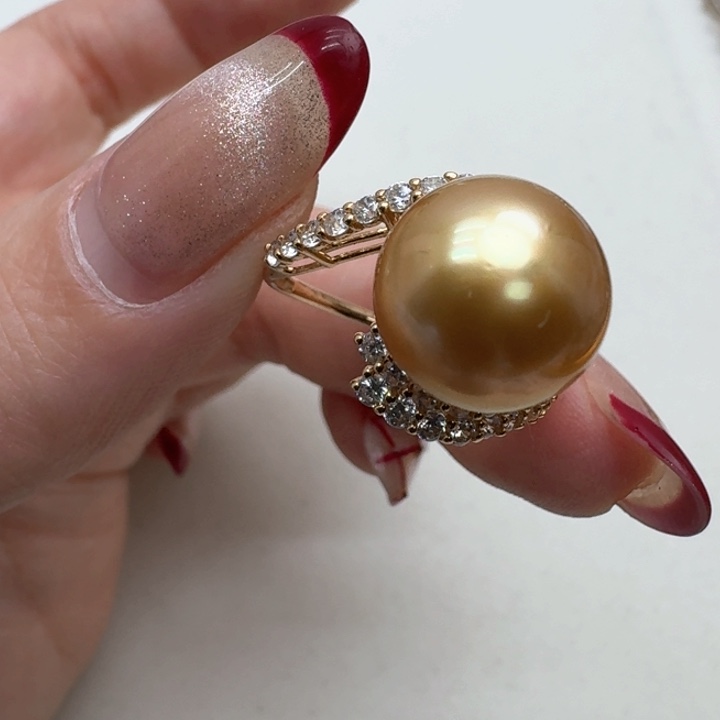 海水珍珠戒指18K金镶嵌