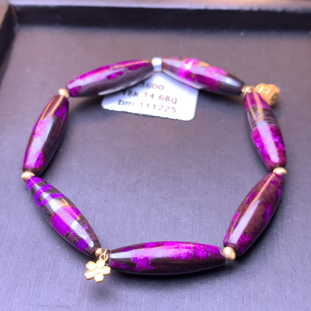 苏纪石（舒俱来）桶珠手串18K金镶嵌