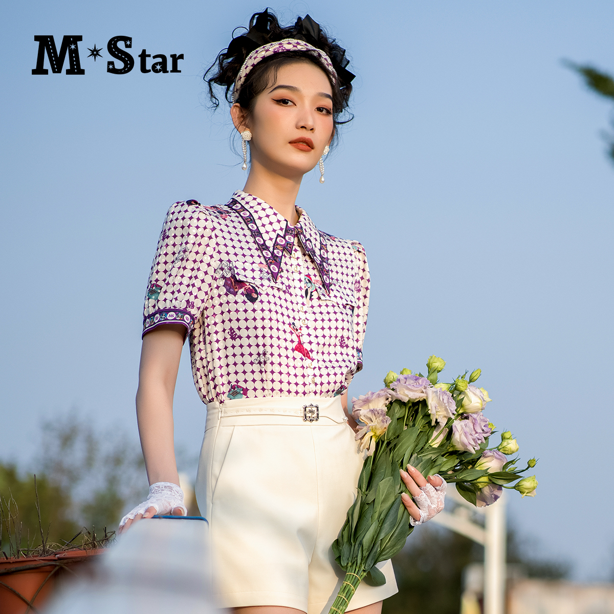 【芊芊专属】M-Star短袖不规则尖领衬衫 SEBS123572