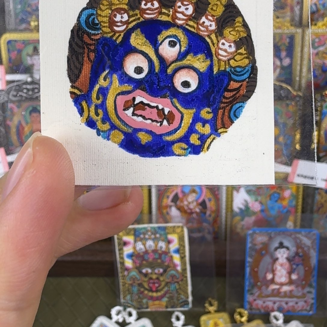 吊坠纯手绘圆卡大黑天3.5