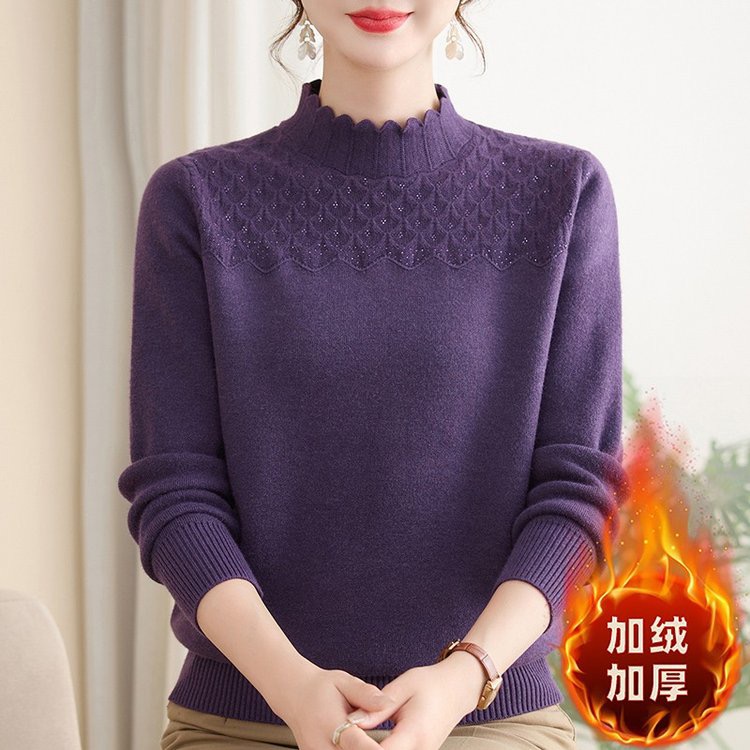 保暖加厚中老年秋冬宽松针织衫中老年女装内搭中老年25236