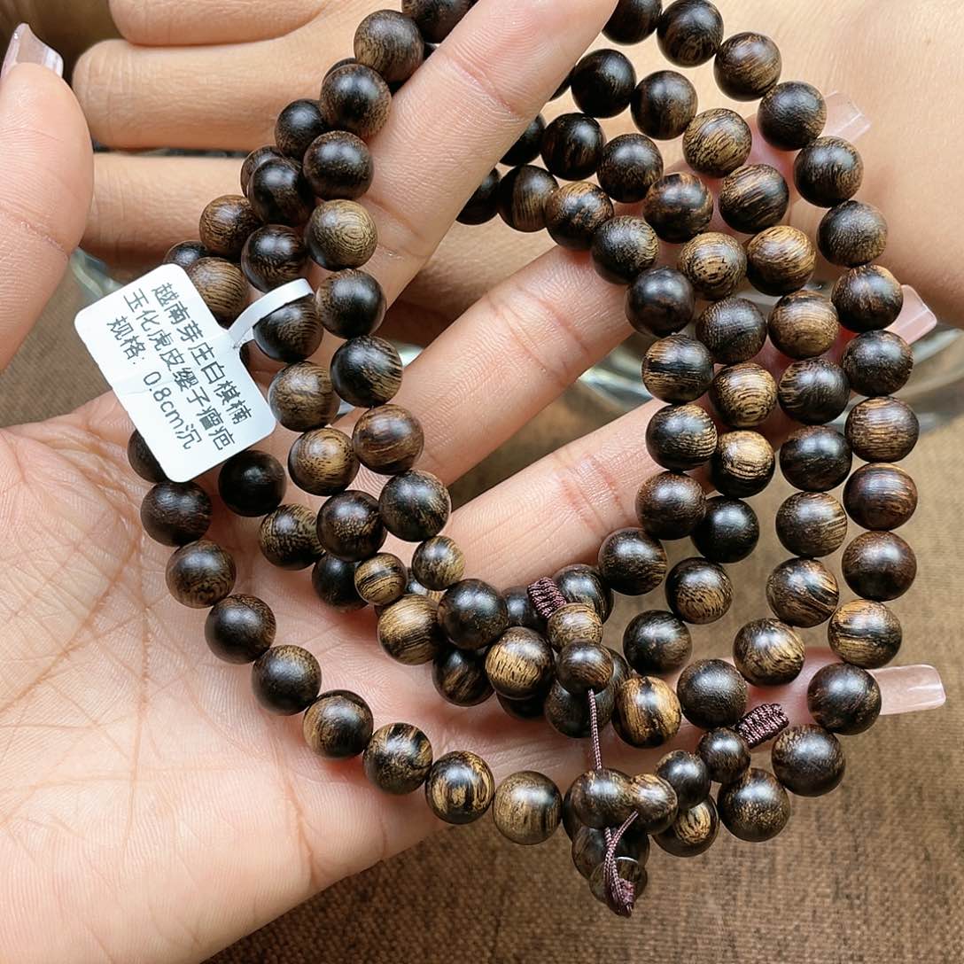 沉香手串石*?越南芽庄白奇楠玉化虎皮瘿子瘤疤0.8