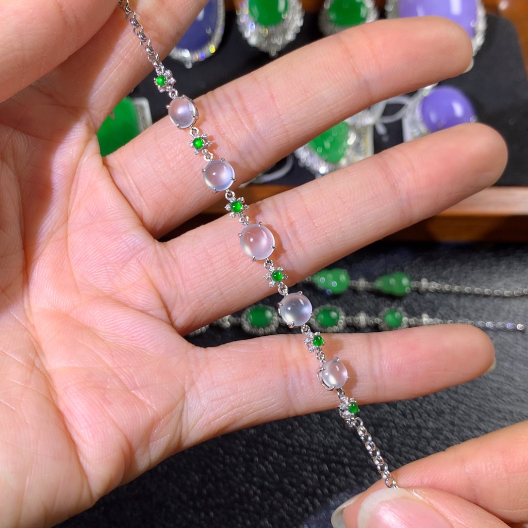 小***蟹翡翠18K金镶嵌手链翡翠