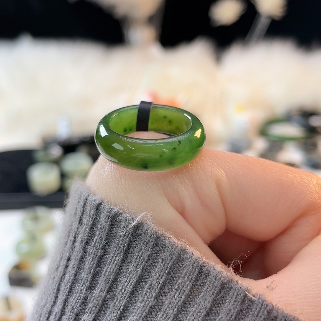 和田玉未镶嵌戒指k118 碧玉乌兰海轮胎17.7mm