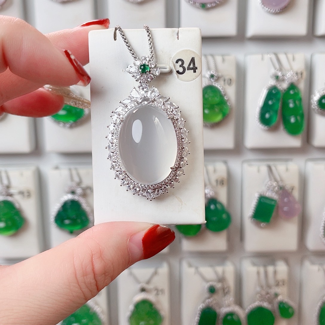 玛瑙/玉髓吊坠(赠链)银S925镶嵌