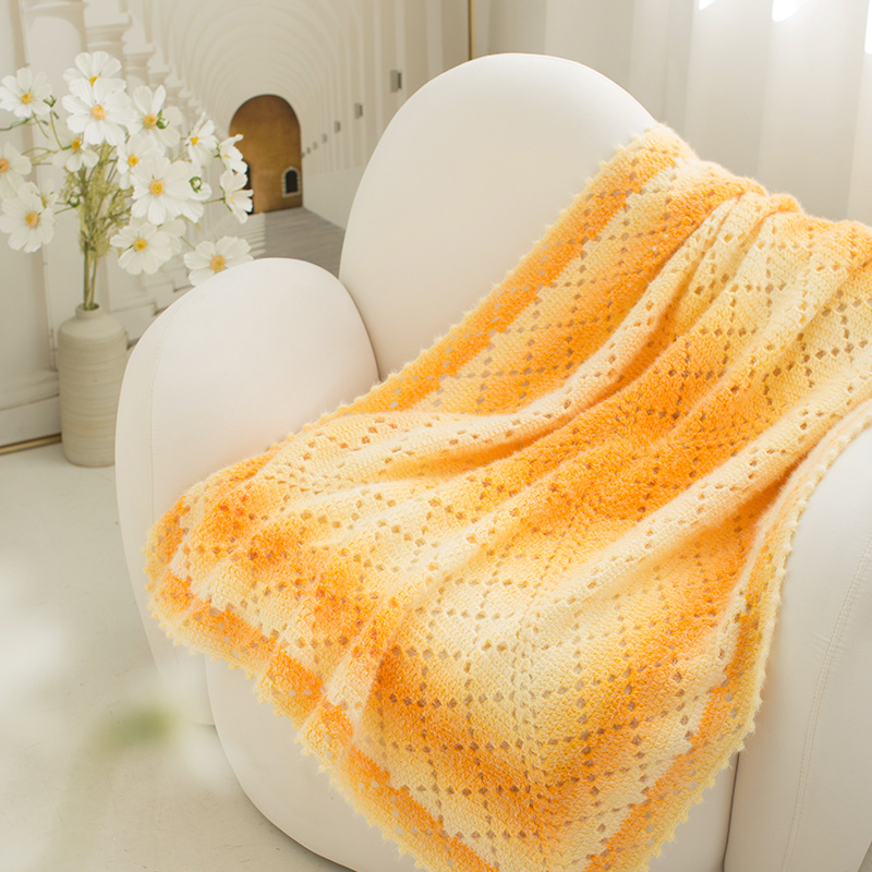 趣织社梦羽菱格毯直播线材组合手工diy编织材料包钩针毯子