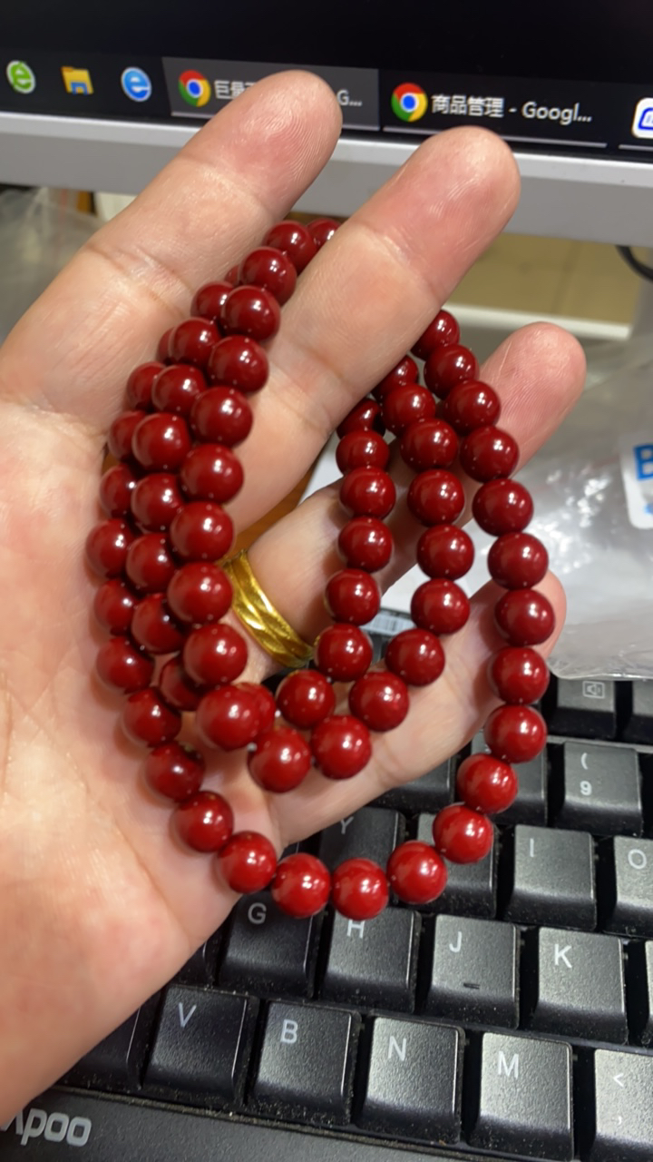 D  372 卡8 红沙三圈项链