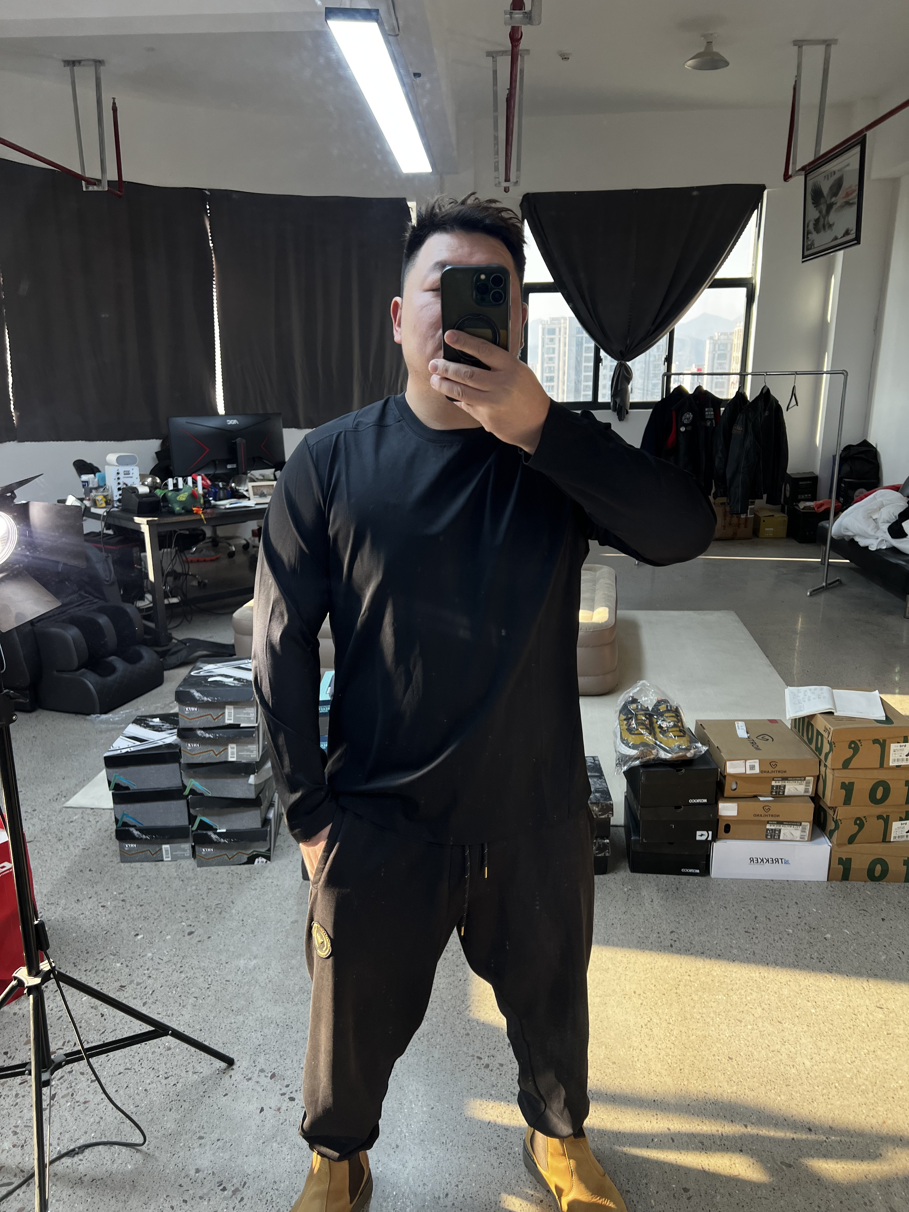 圆领长袖T恤男防晒接触凉感秋冬长袖打底衫