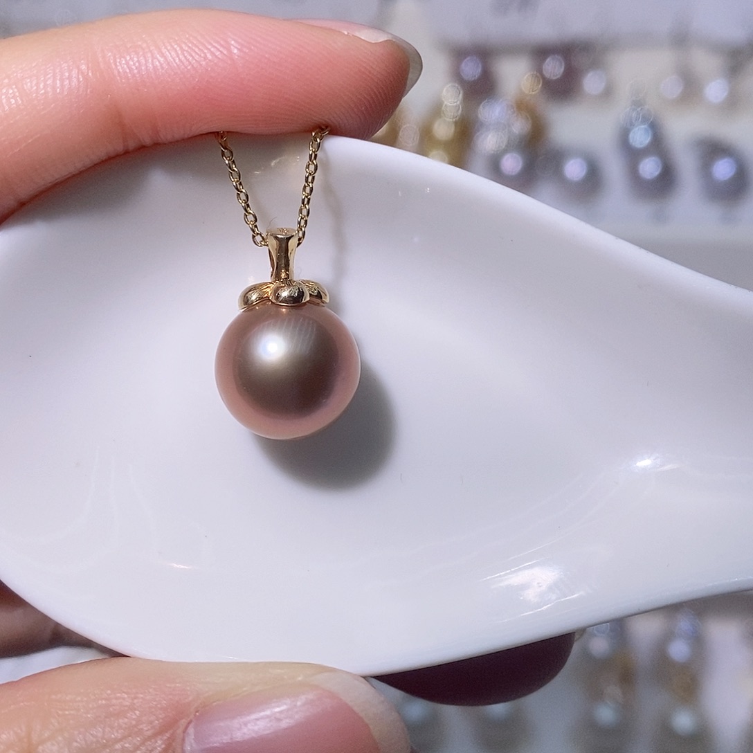 淡水珍珠吊坠(赠链)银S925镶嵌尺寸11/12毫米