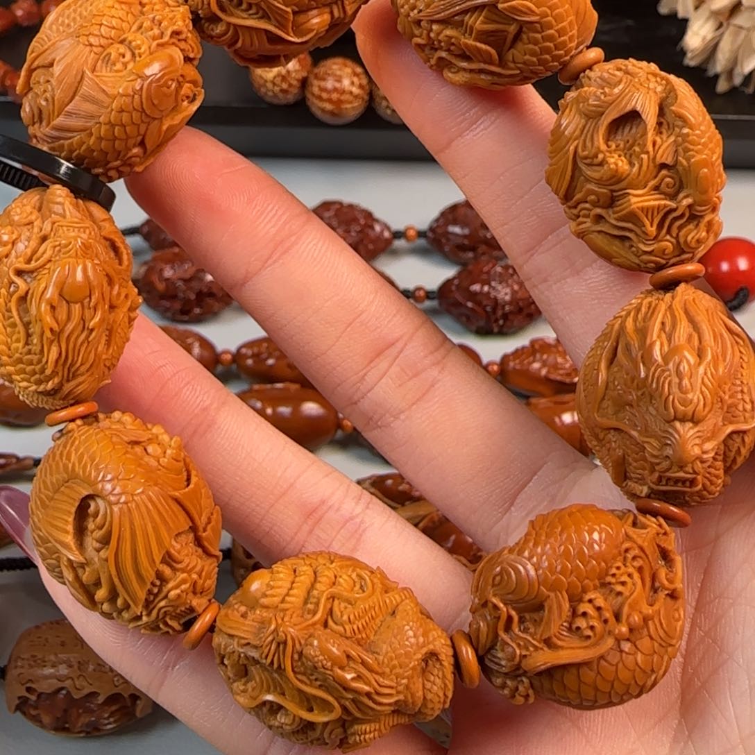 橄榄核手串/手链尺寸2.1水晶核鱼化龙手串