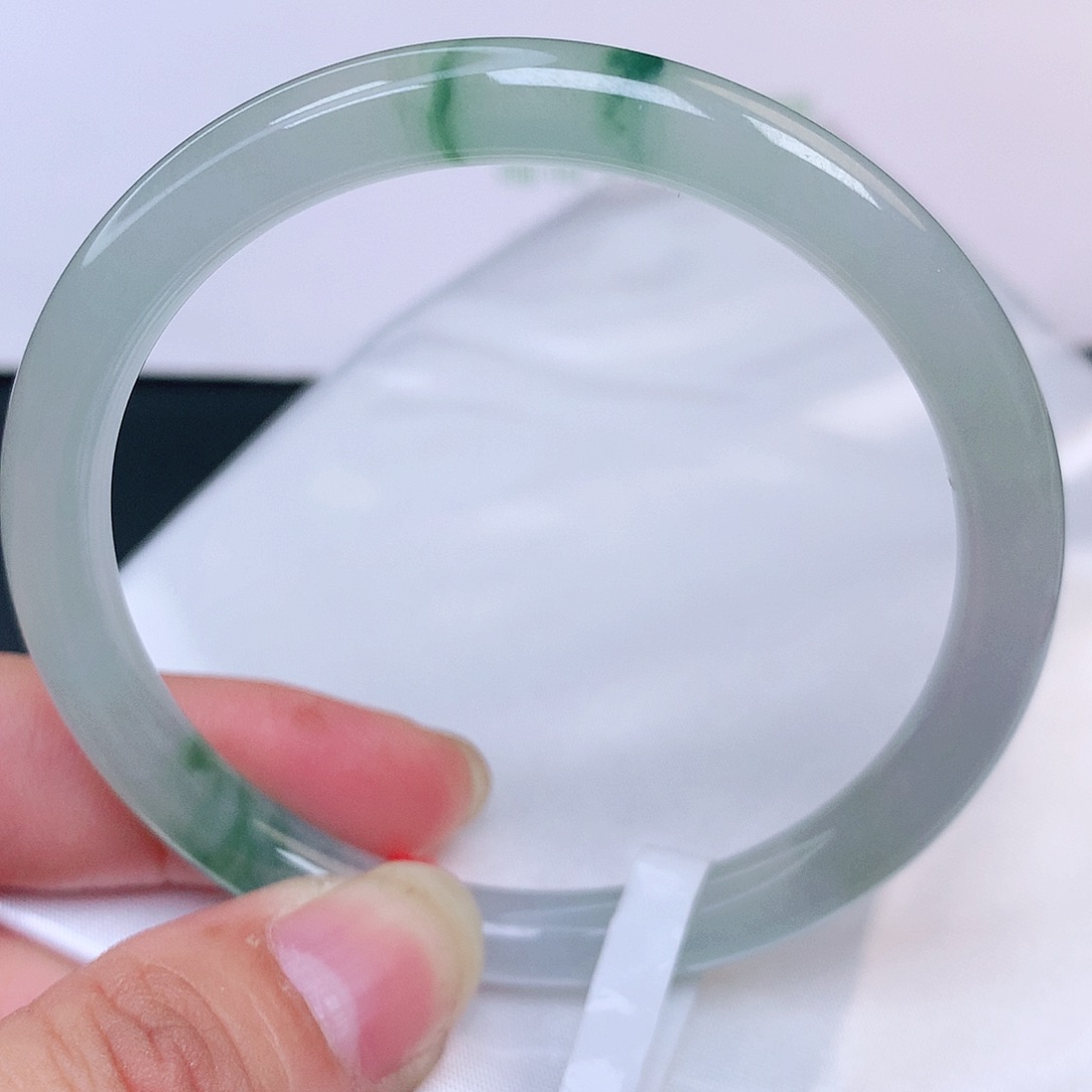 未镶嵌手镯翡翠纯天然A货翡翠老坑冰透飘花细圆条