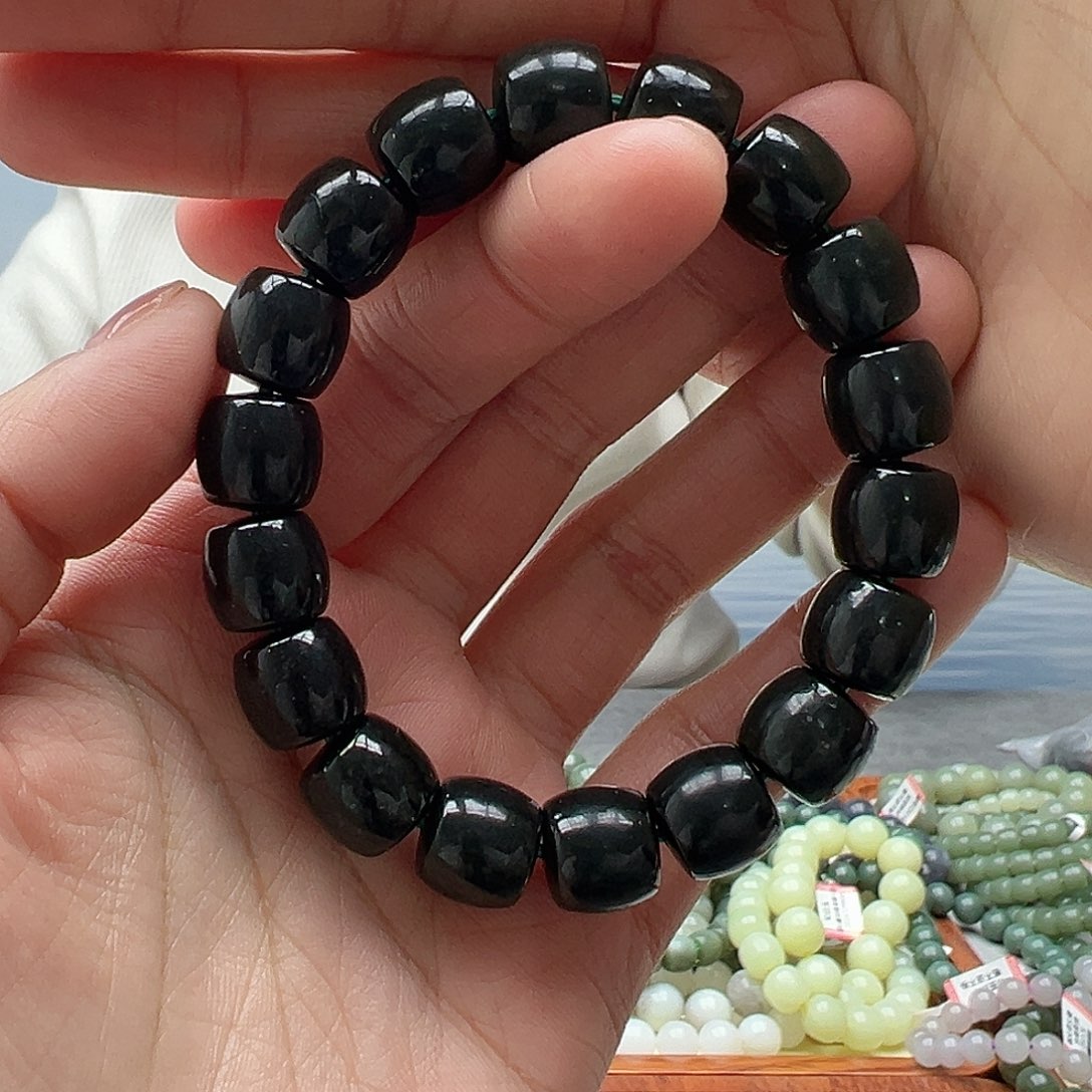 和田玉手串未镶嵌12直切