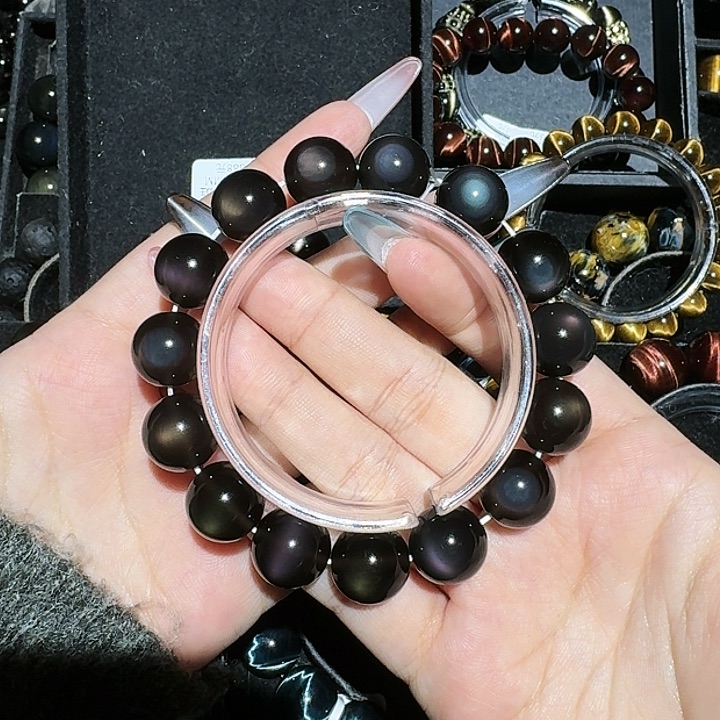 泰***家黑曜岩未镶嵌手链