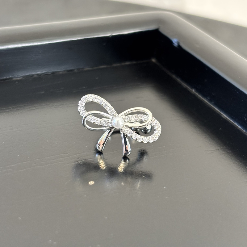 铜合金仿水晶耳饰 铜合金合成锆石耳饰 镂空蝴蝶结耳夹EJ1141（单