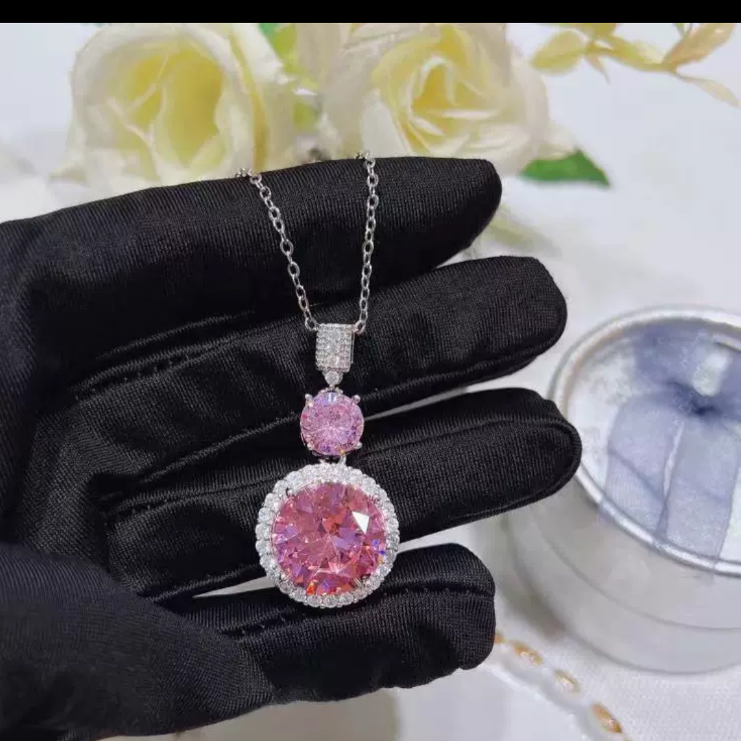 非金属珐琅吊坠 时尚精美粉红佳人吊坠