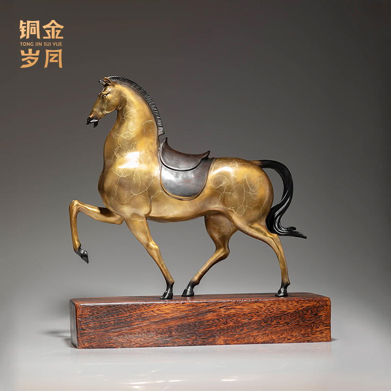 铜金岁月《马上金安》精品黄铜摆件唐马生肖马办公室桌面开业礼