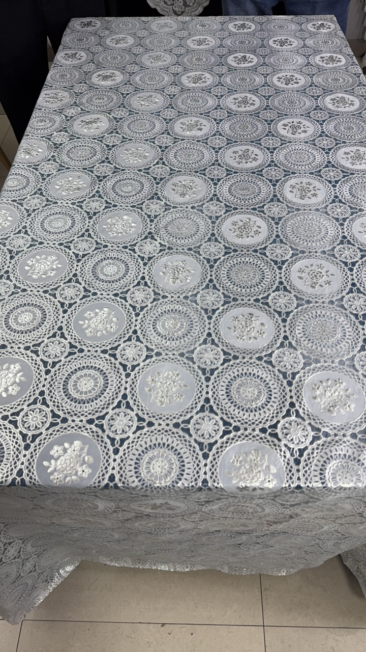 白色欧式水溶镂空刺绣长方形圆形蕾丝家用