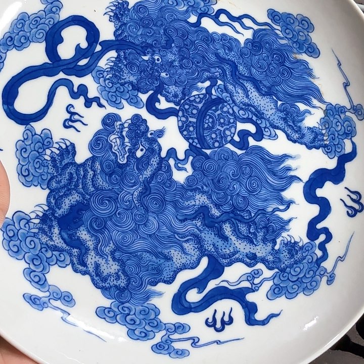 小****耙双狮盘子景德镇陶瓷