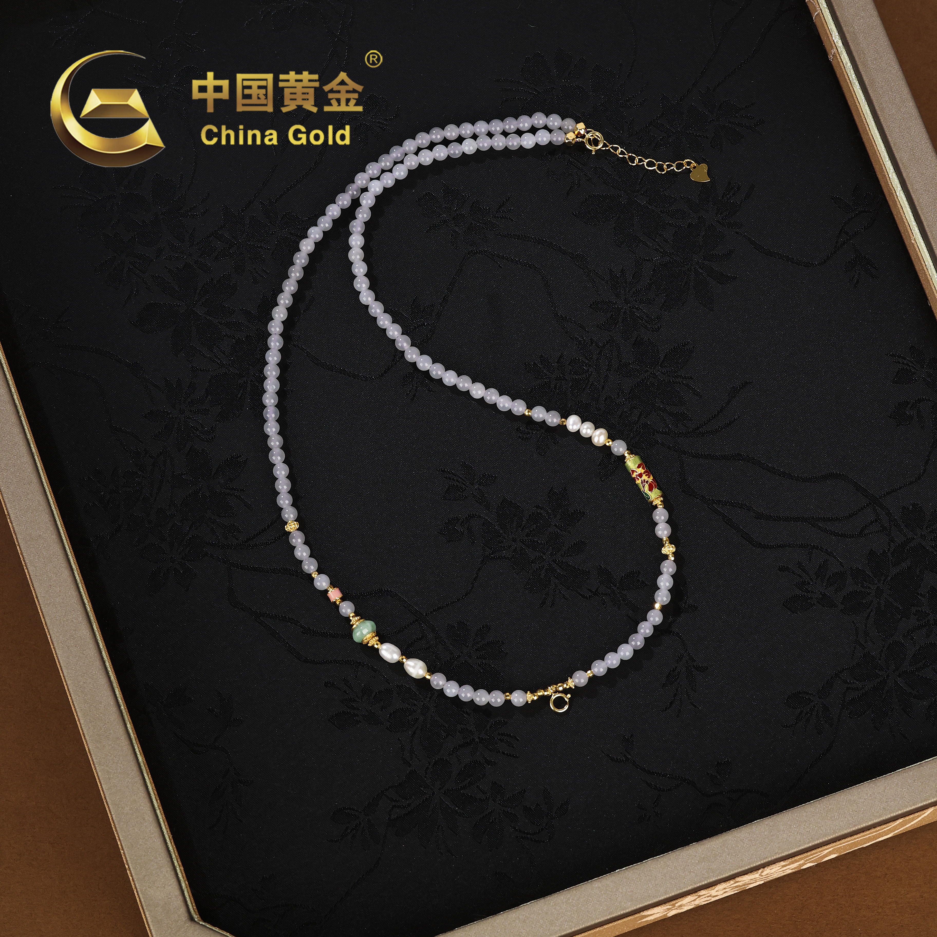 【中国黄金】S925银和田玉烟紫项链-X1132-【北】