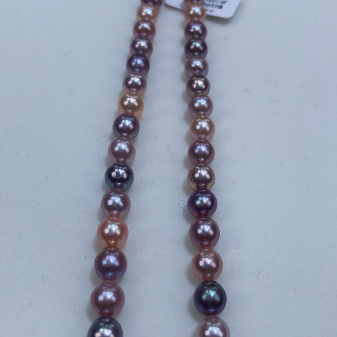 淡水珍珠颈饰银S925镶嵌8.5m炫彩几乎无暇糖果