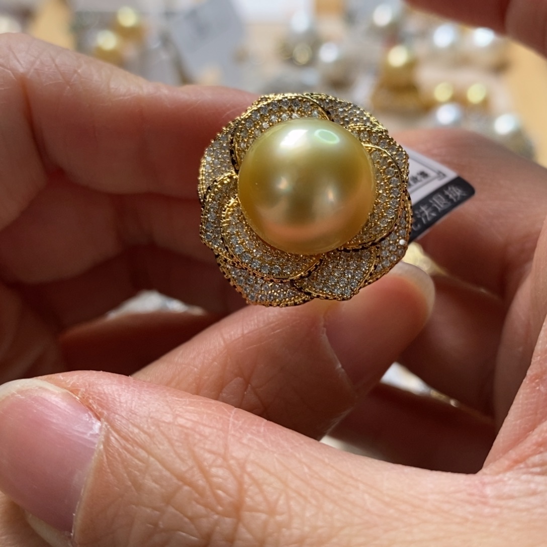 海水珍珠戒圈银S925镶嵌