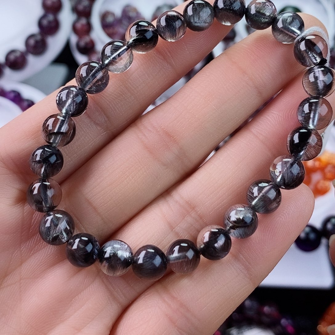 水晶手链未镶嵌黑银钛