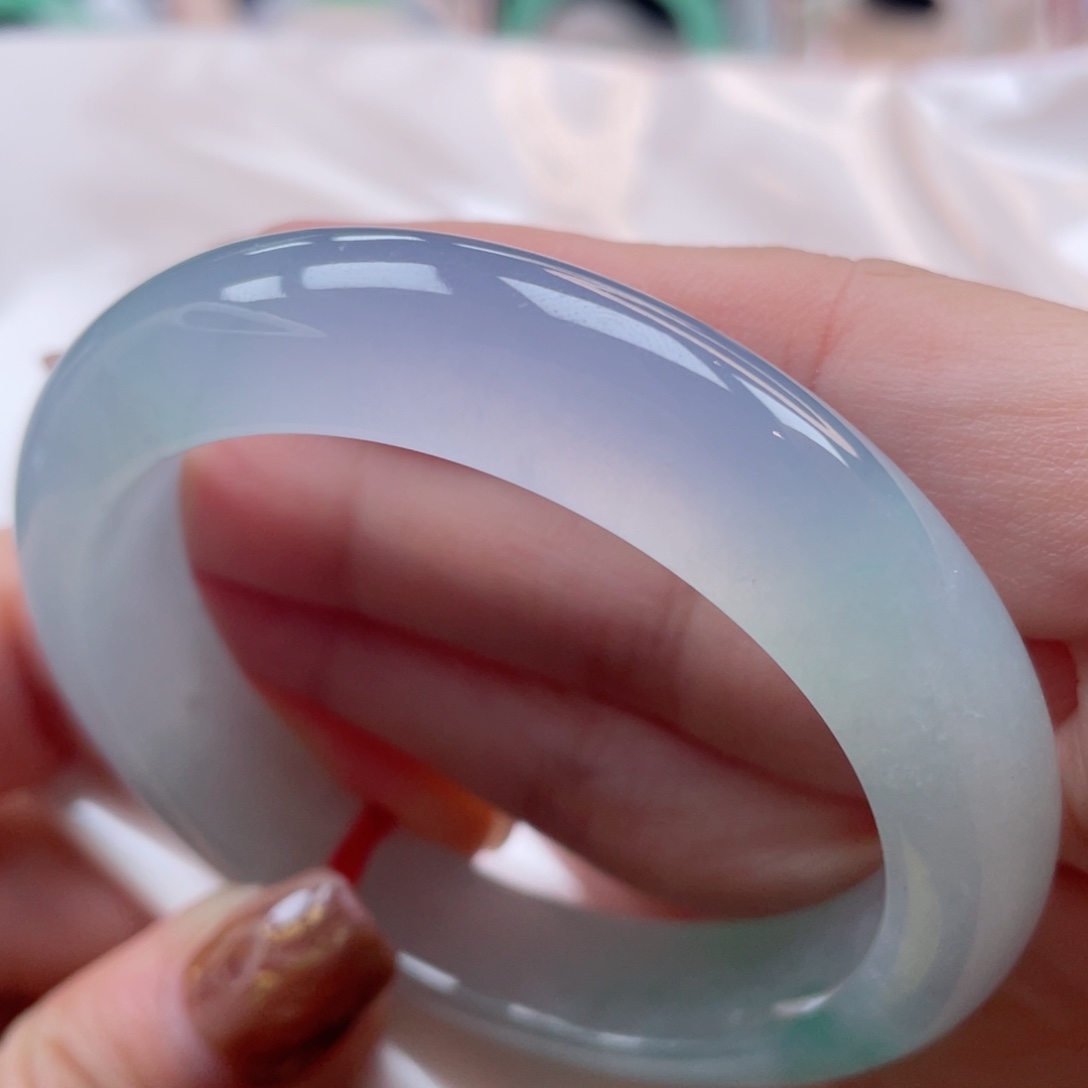 未镶嵌手镯翡翠51.6正圈 冰春彩飘翠 马卡龙色系 冰透感7