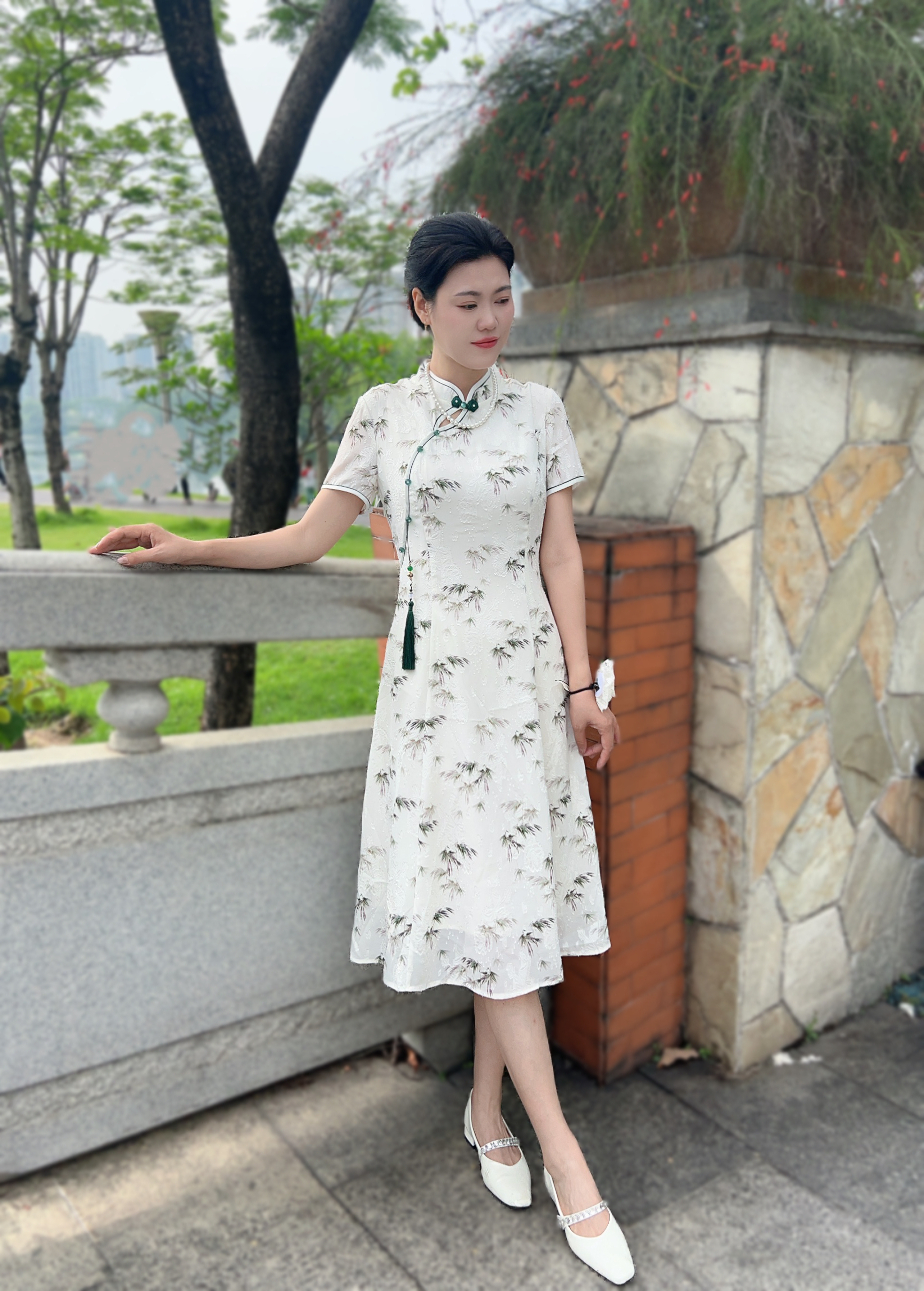 TIANLAN天兰夏季新品清冷感国风改良中式旗袍D325862