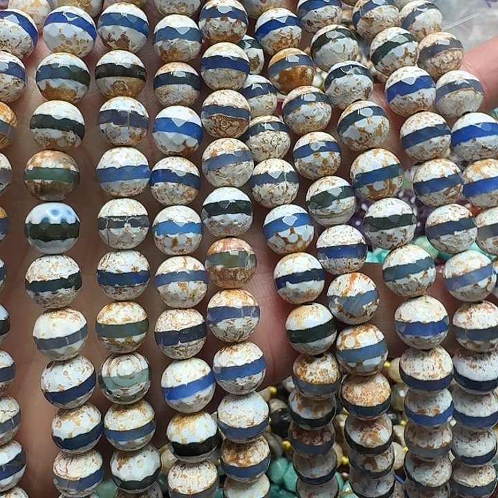 玛瑙/玉髓未镶嵌珠宝半成品一条8mm蓝一线天朱