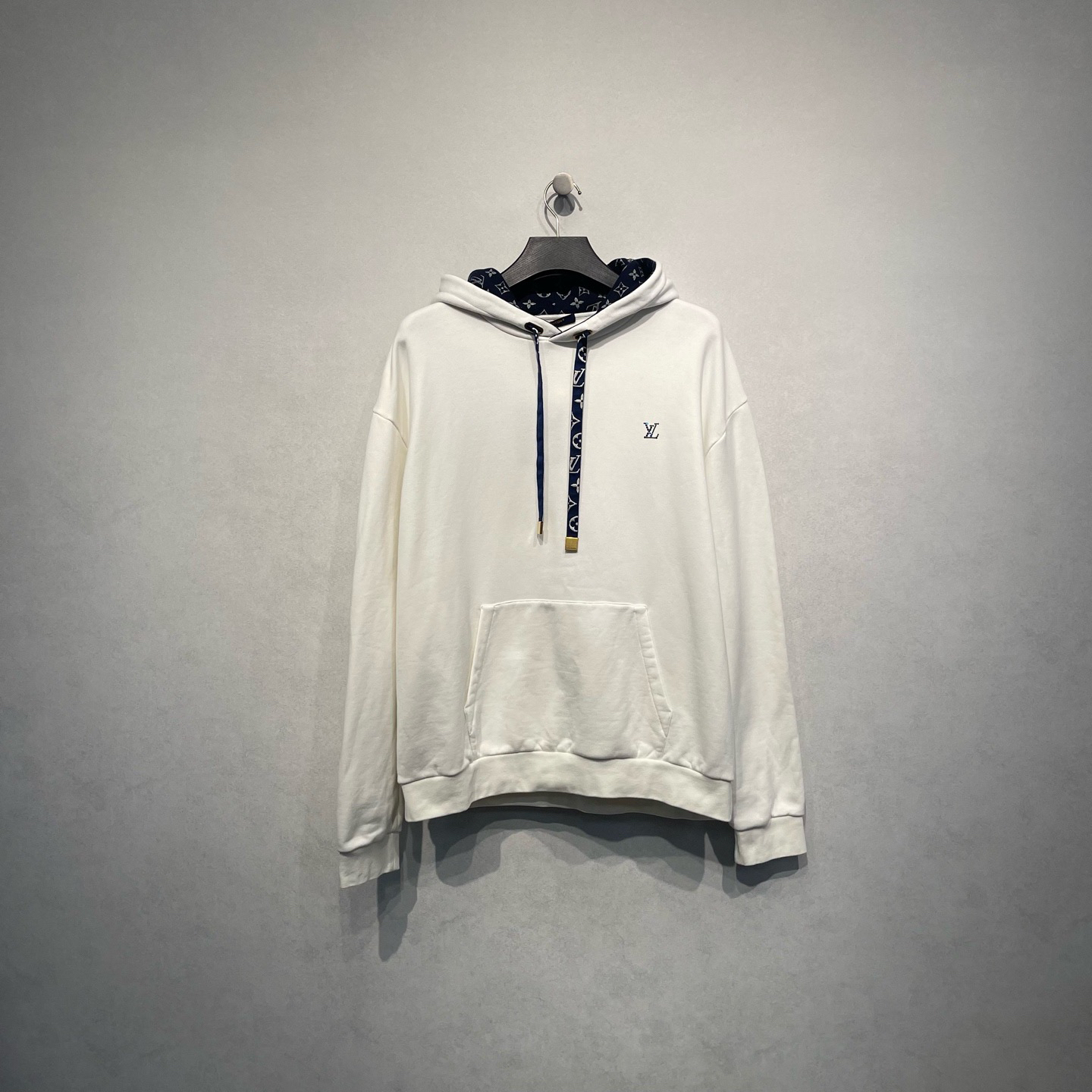 未使用 LouisVuitton/路易威登 SS25水钻logo老花拼帽卫衣/4L码