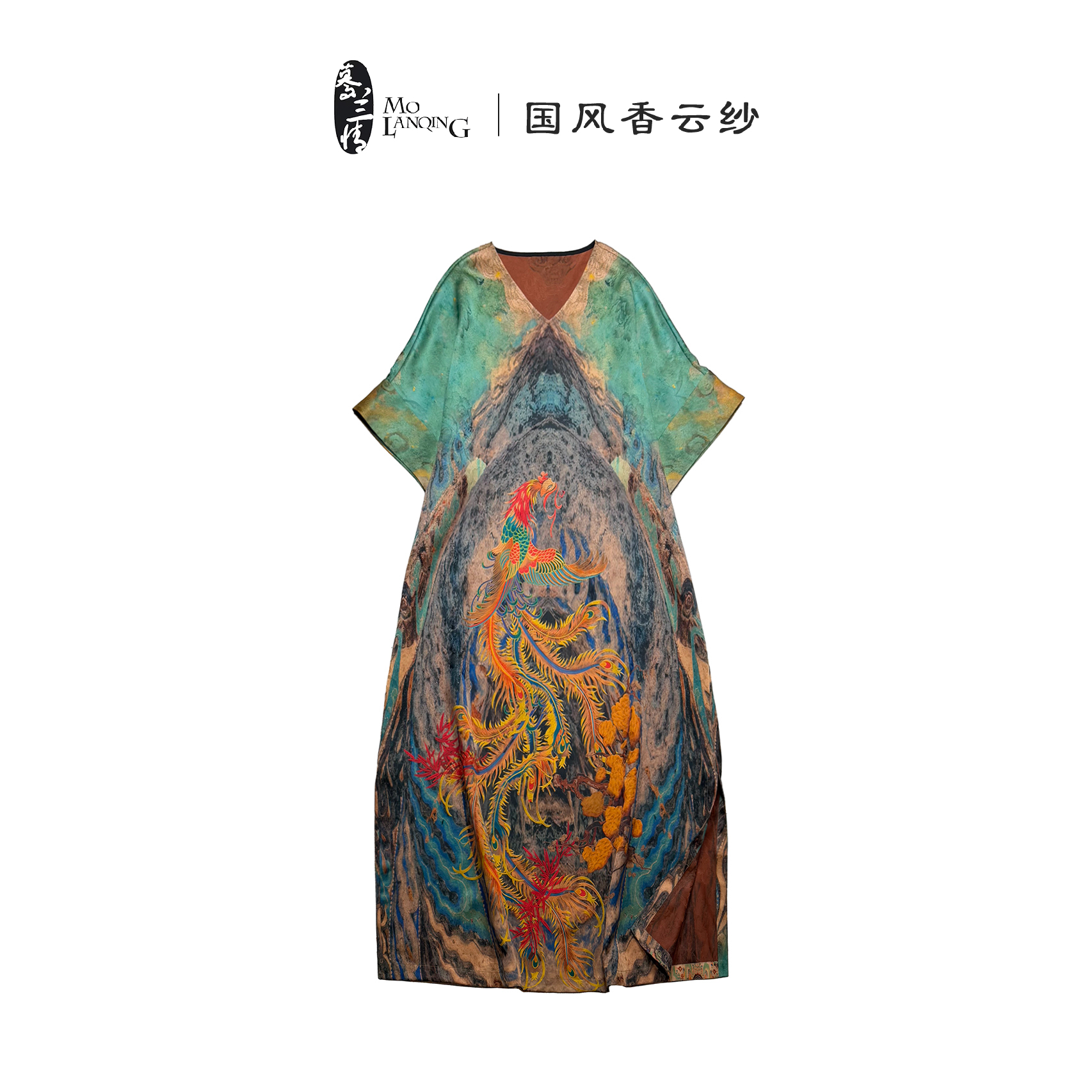 【凤起大袍】香云纱重缎新中式国风复古长款宽松女装连衣裙4145