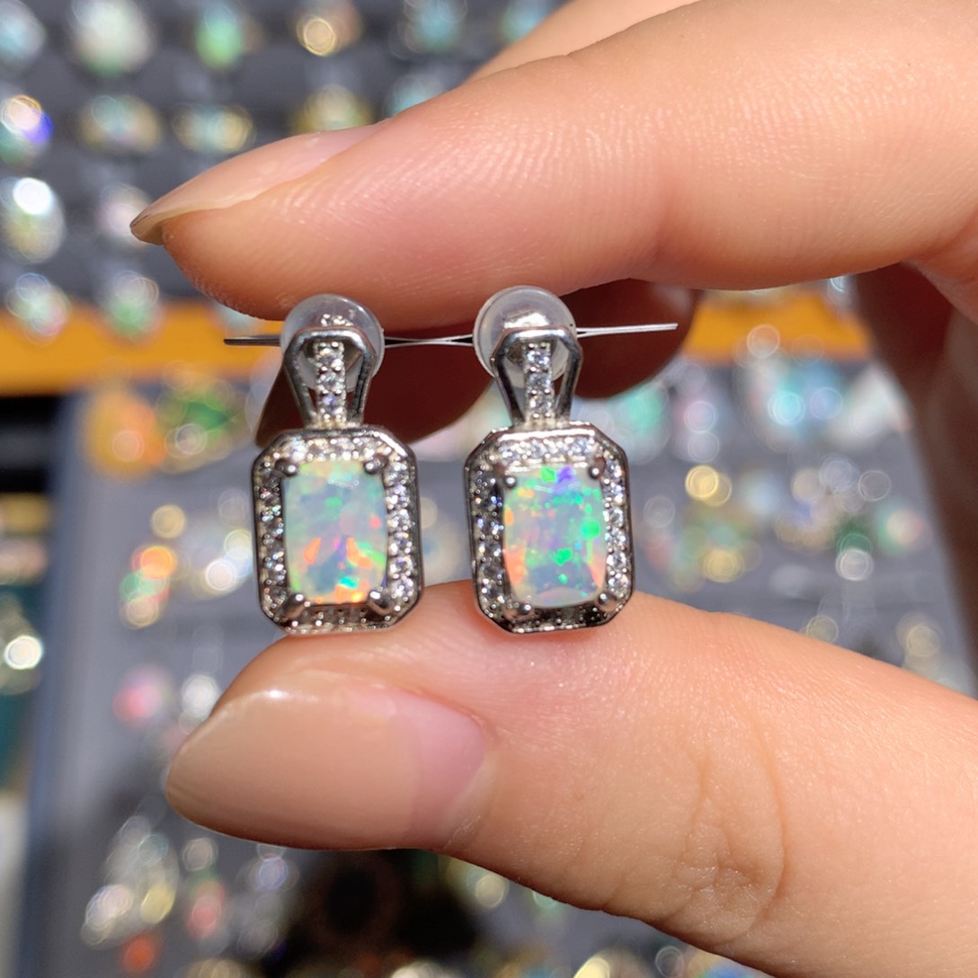 欧泊银S925镶嵌欧泊耳钉t