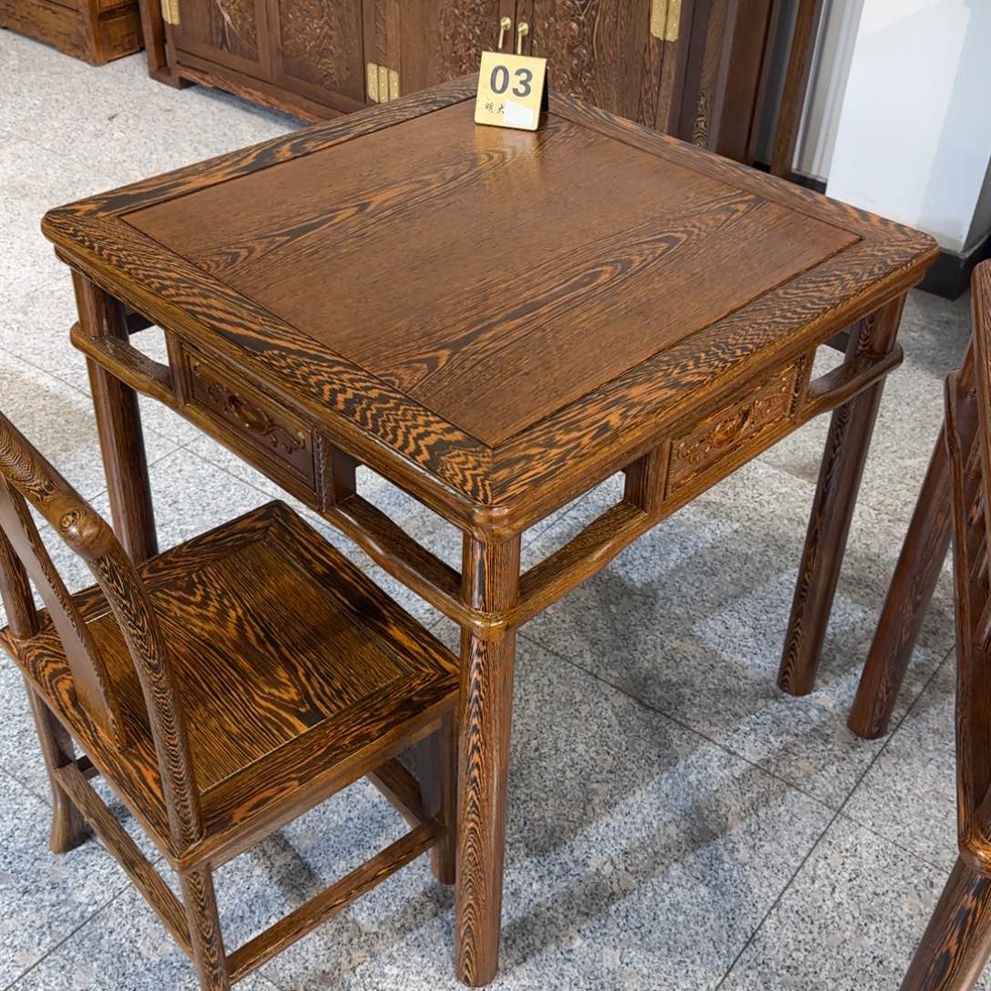 鸡翅木类成套家具曼*罗68✖️68高68带抽屉单桌