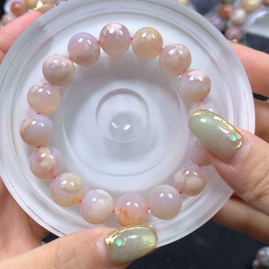 玛瑙/玉髓项圈未镶嵌12咪奶蓝飘花