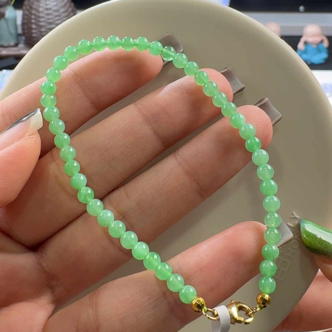 翡翠手链未镶嵌冰甜绿手串卡3.8 福利！