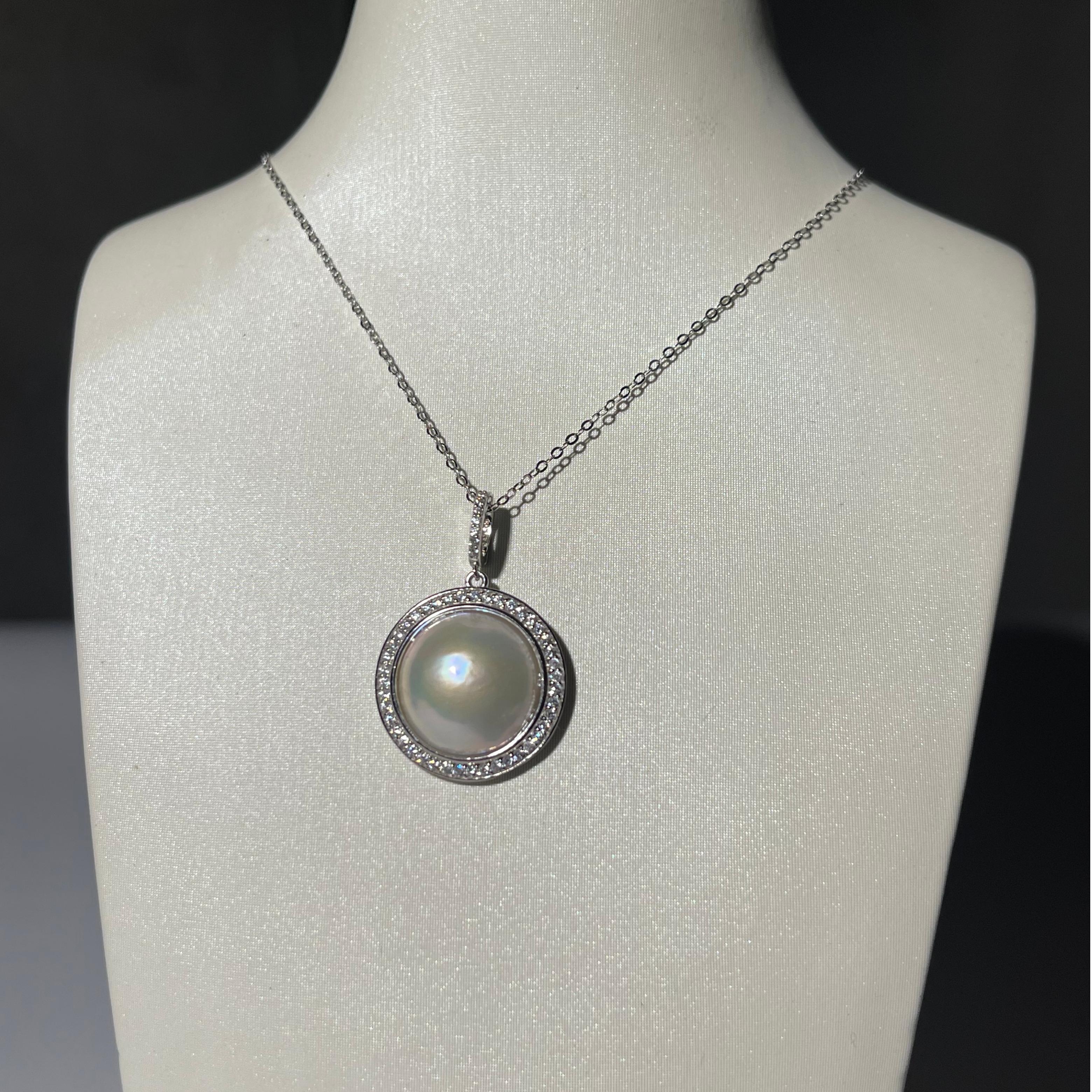 【李李珍珠】S925银 海水马贝珍珠吊坠 12-13mm 