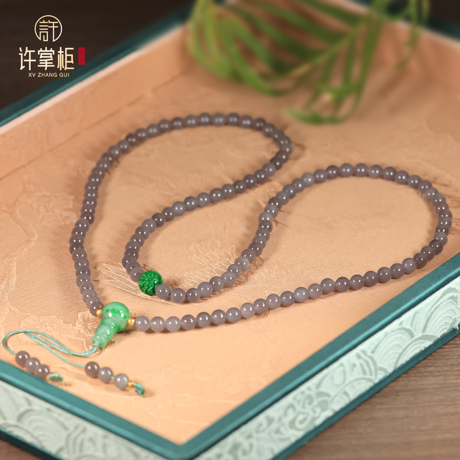 YGY｜18K金天然和田玉项链雕刻圆珠DIY珠链配饰原创百搭气质