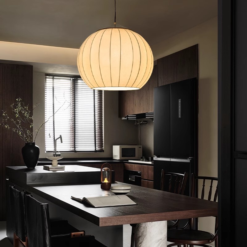 法式中古圆形吊灯餐桌餐厅灯卧室灯日式侘寂风复古书房茶室客厅灯