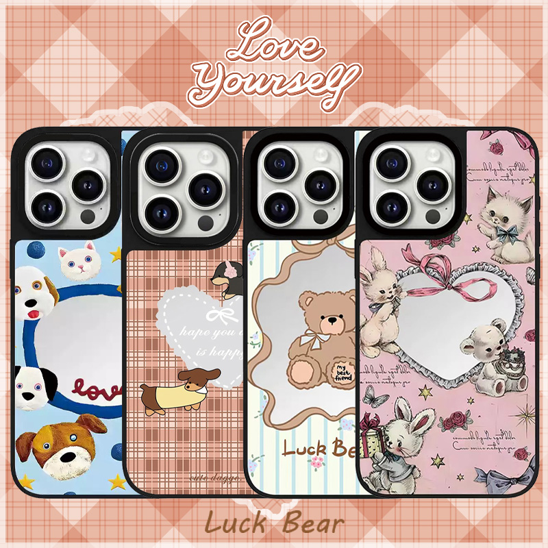 联名碎花爱心兔17pro适用Phone14ProMax苹果16pro哥特式珍珠